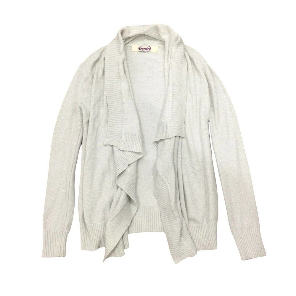 Emmelee Open Front Cardigan Size Small Womens White Glitter Knit Sweater S